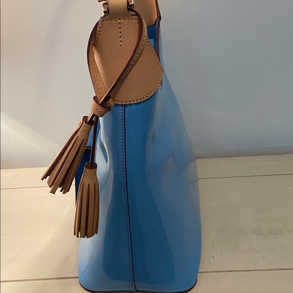Dooney & Bourke Hobo Shoulder Bag Patent Leather Denim Blue New - Picture 5 of 15